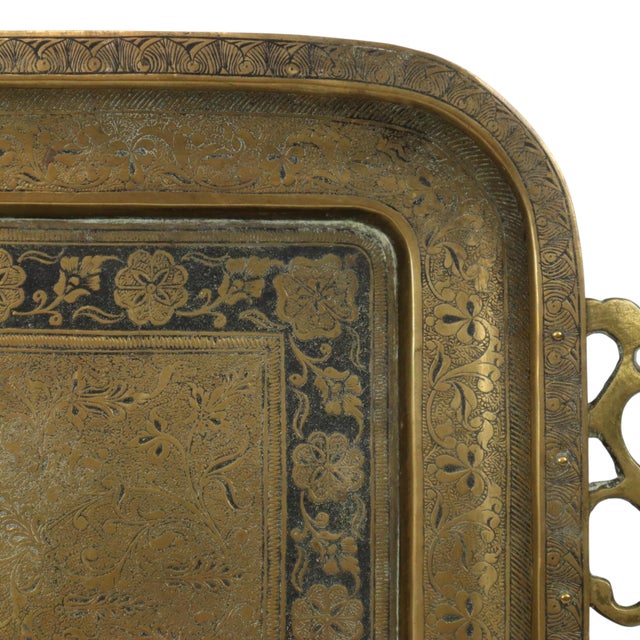 Gold Vintage Brass Tray with Peacock Decoration, 1950s For Sale - Image 8 of 18