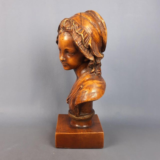 Carved Wooden Sculpture of a Girl, 1960s For Sale - Image 6 of 16