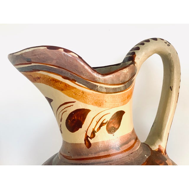 Vintage Late 20th Century Hand Painted Rustic Mexican Folk Art ‘Hidalgo’ Style Pottery Pitcher/Vase For Sale - Image 4 of 12