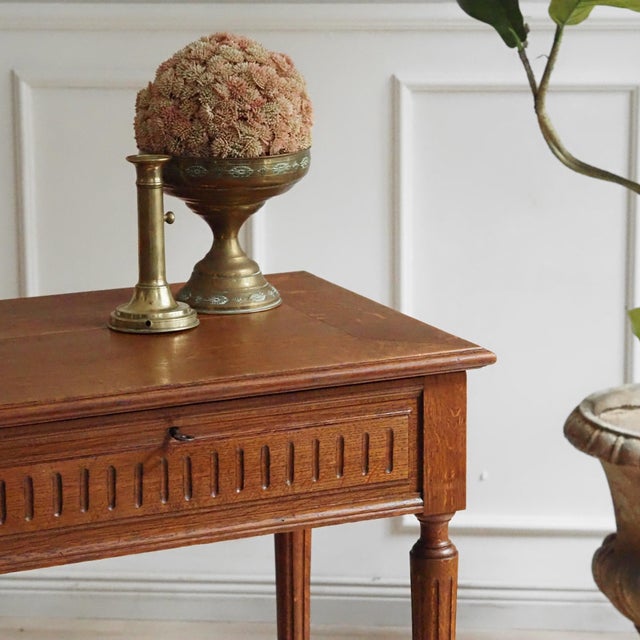 Louis XVI Style Side Table with Mirror and Compartments in Oak, 1900 For Sale - Image 9 of 18
