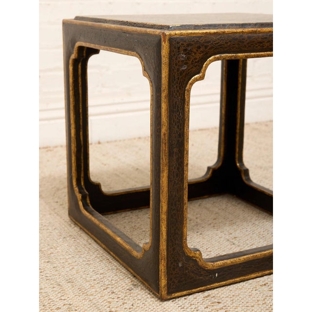 Mid-Century Modern Vintage Black & Gold Textured Side Table For Sale - Image 3 of 10