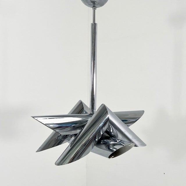 Chromed Structural Pendant Lamp by Oscar Torlasco for Stilkronen, 1960s For Sale - Image 3 of 10