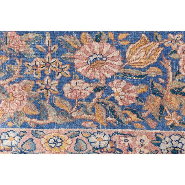 Persian 19th Century Persian Kirman Floral Handwoven Wool Rug For Sale - Image 3 of 9
