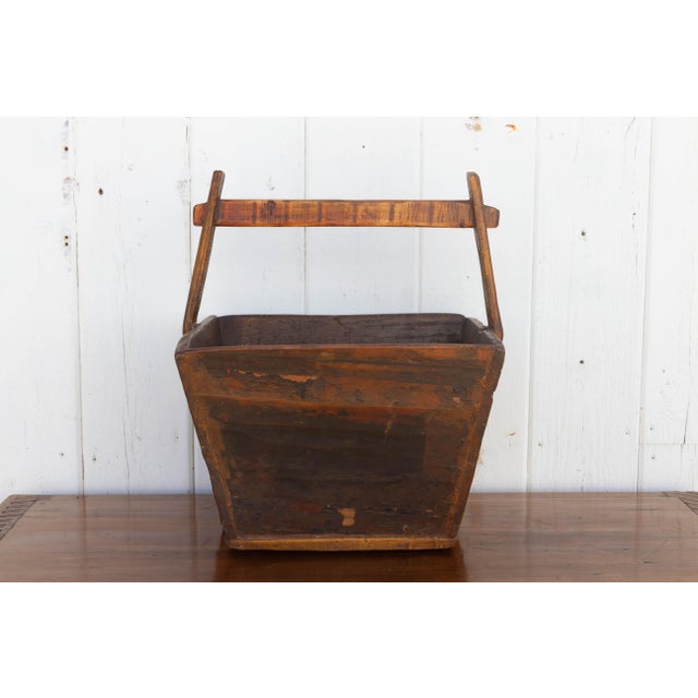 Brown Glazed Vintage Asian Basket For Sale - Image 4 of 7