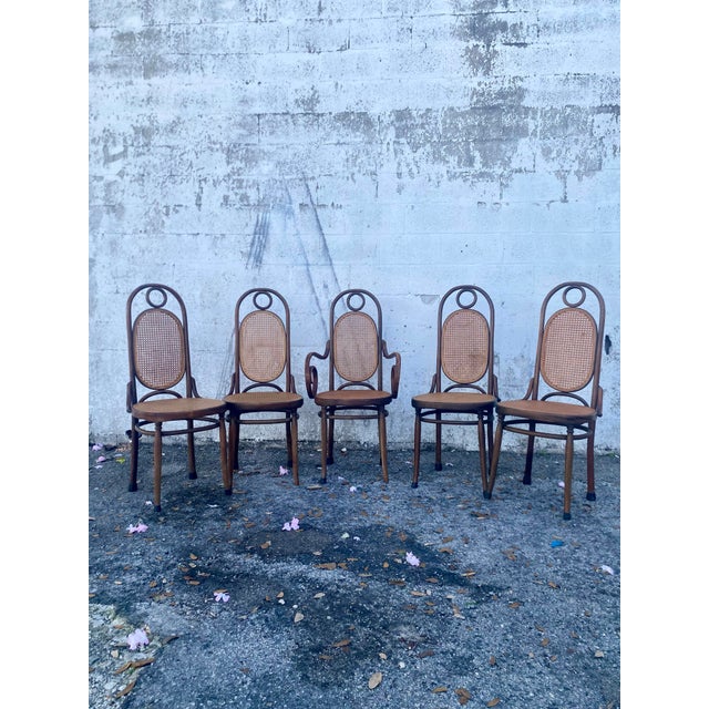 Thonet Thonet Atribute Benwood Long Johns' High Back Dining Chairs Set of 5 . For Sale - Image 4 of 12