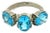 Antique Three Stone 6.69 Carat Faceted Blue Topaz Ring in 925 Solid Silver - Size 8 For Sale