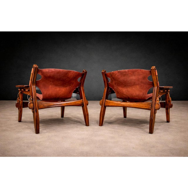 Armchairs “Kilin” in Hardwood & Leather, Sergio Rodrigues, 1960s - Lot 595A For Sale - Image 13 of 17