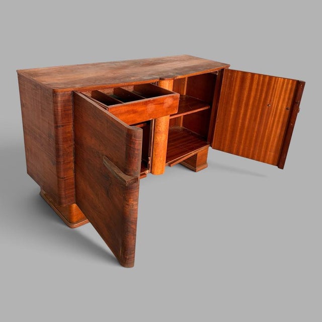 Brown Art Deco Walnut Sideboard with Bakelite Handles, 1930s For Sale - Image 8 of 12