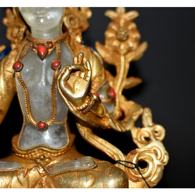 Rock Crystal White Tara Gilt Bronze Tibetan Authenticity Seal For Sale - Image 11 of 18