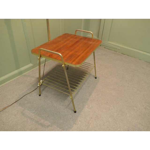 French Floor Lamp with Coffee Table and Magazine Rack, 1950 For Sale - Image 4 of 9