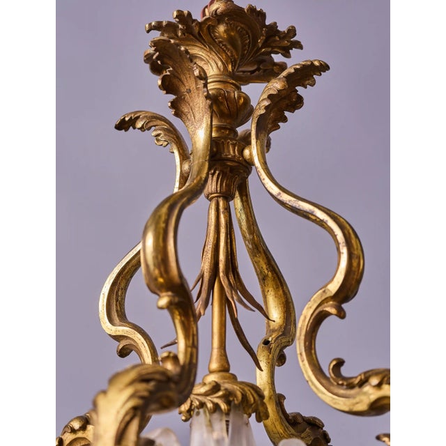 Art Nouveau Bronze Chandelier with Irises, France, 1900 For Sale - Image 6 of 11