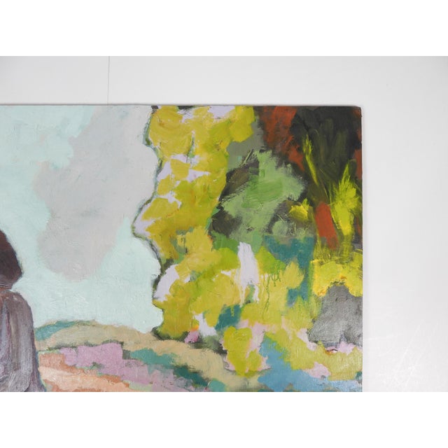 Early 21st Century Contemporary Expressionist Woman in Garden Painting For Sale - Image 5 of 7