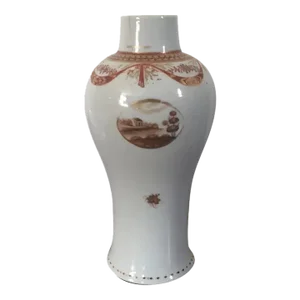 Antique 18th Century Chinese Export Porcelain Baluster Shape Vase