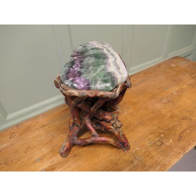 Agate Slab Set on Carved Root Stand, 1900 For Sale - Image 4 of 8