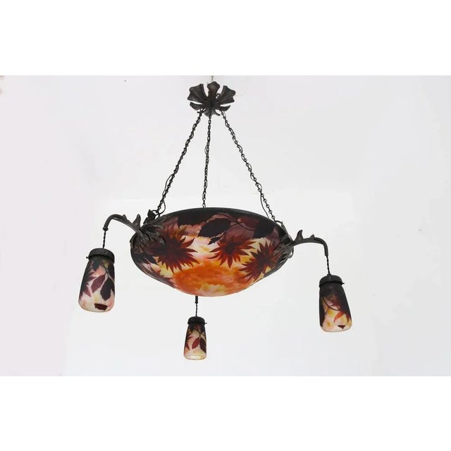 French art nouveau chandelier “dahlia” by daum nancy & louis majorelle. A rare and exceptional collaboration between two...