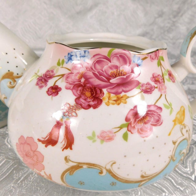 Grace’s Teaware Teapot and Warming Stand in Pink Rose Dots # 27491 For Sale In San Francisco - Image 6 of 16
