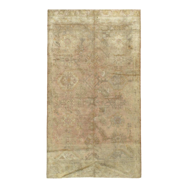 Antique Oushak Pale Rug For Sale