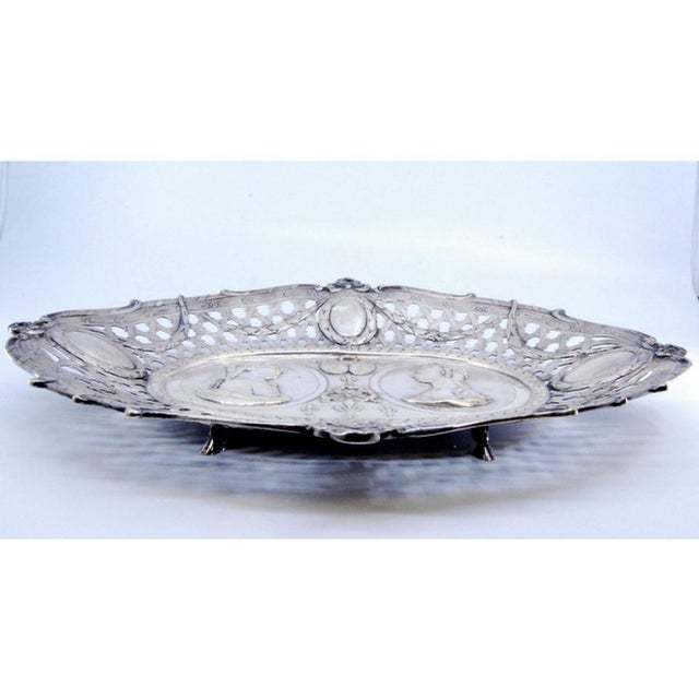 Metal Silver Tray Cut with Fleur-de-Lis, Royal Figures, Corded Friezes and Monogram Cards For Sale - Image 7 of 10