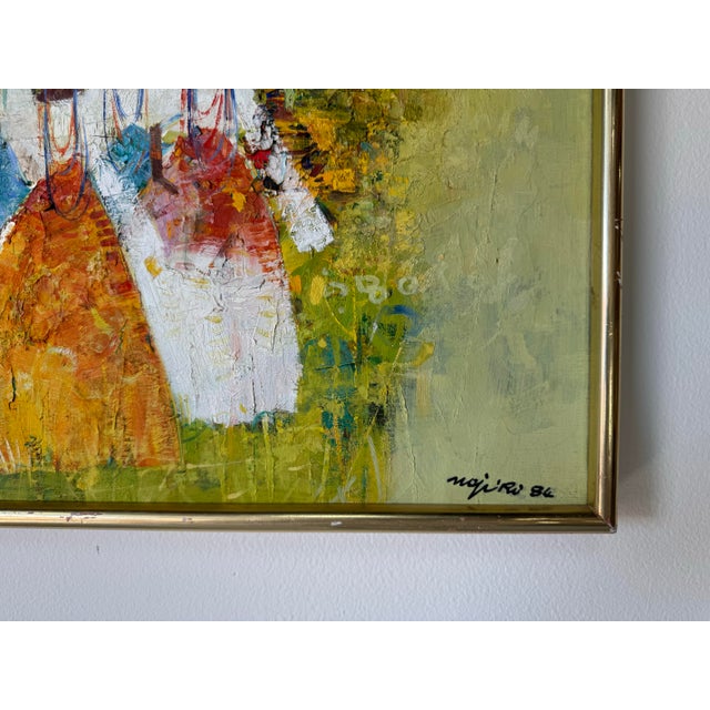 1980's Vintage African Women’s Traditional Still Life Oil Painting on Canvas – Framed For Sale - Image 10 of 14