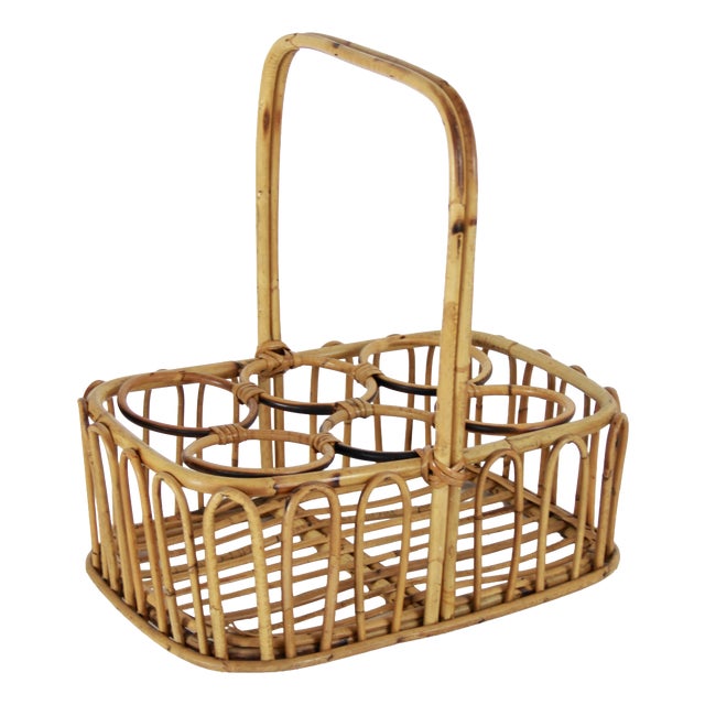 Vintage Bamboo Bottle Rack by Alfredo, Italy, 1970s For Sale