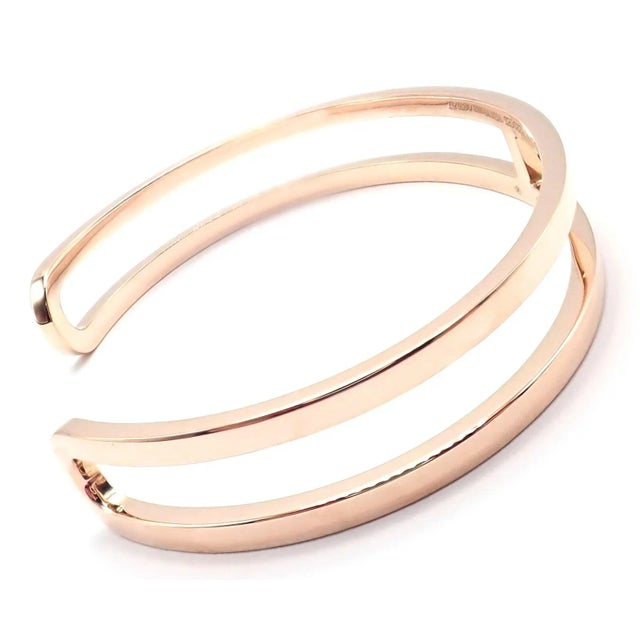 Hermes 18k Rose Gold H Open Cuff Bangle Bracelet Metal: 18k Rose Gold Size: ST Length: 6.46" Weight: 21.7 grams Width:...