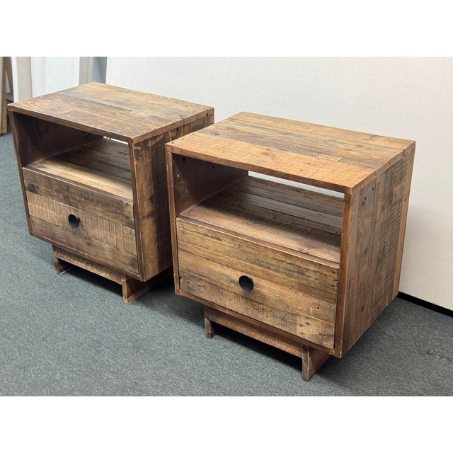West Elm Emmerson Reclaimed Nightstands, a Pair For Sale - Image 10 of 12