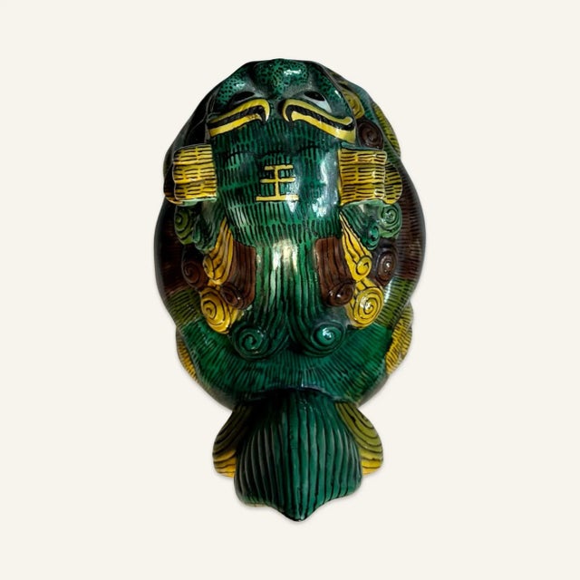 Circa 1850 Chinese Temple Lion Censer With Egg and Spinach Glaze For Sale - Image 6 of 11