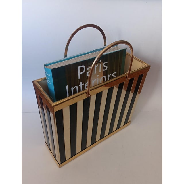 1960s Vintage Italian Brass Magazine Rack, 1960s For Sale - Image 5 of 6