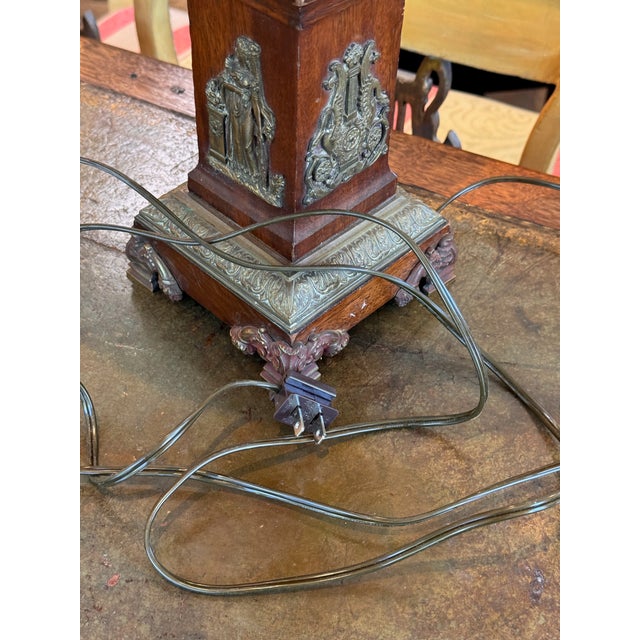 1920s Mahogany Column Lamp With Bronze Mounts For Sale - Image 10 of 10