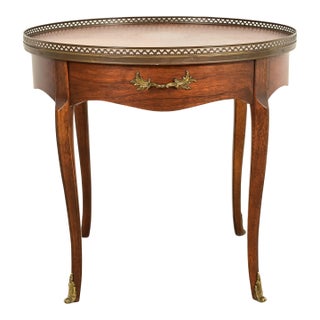 Baker Furniture French Regency Louis XVI Walnut and Brass Tea Table For Sale