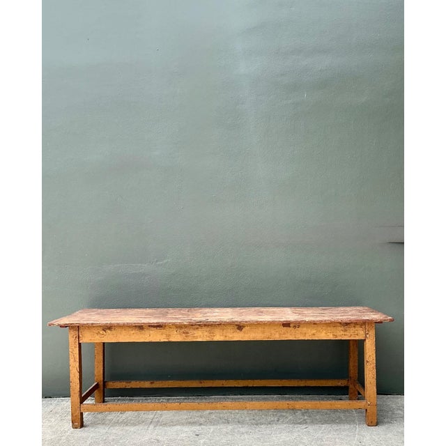 Wood Vintage Belgian Monumental Rustic Wood Farm Table For Sale - Image 7 of 10