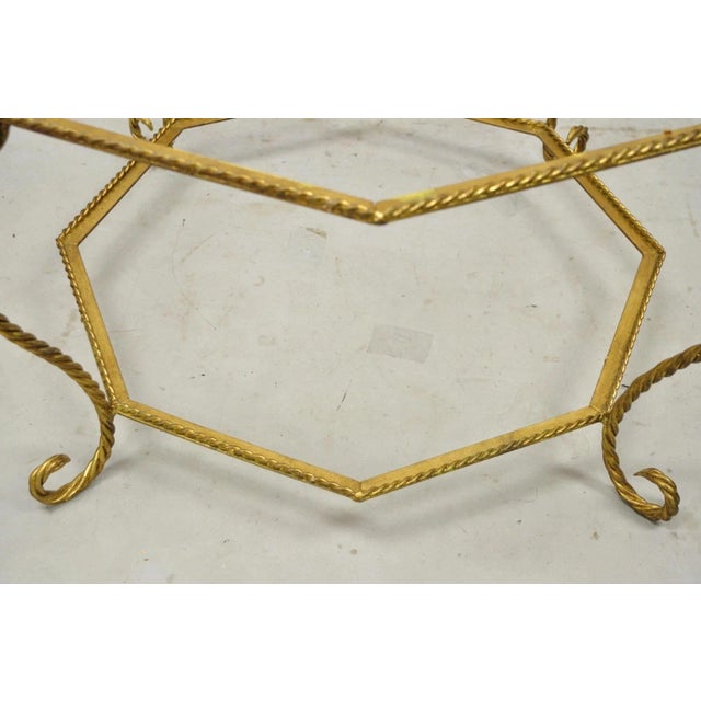 Gold Vintage Italian Hollywood Regency Gold Gilt Iron Rope Metal Coffee Table Base For Sale - Image 8 of 9