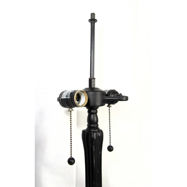 Vintage Tiffany Style Iron Bronze Lamp With Shade For Sale - Image 12 of 16