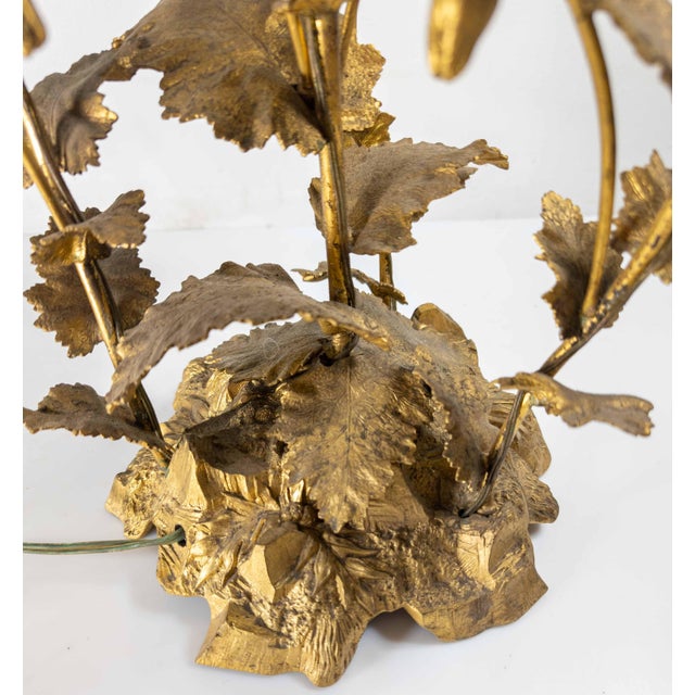 19th Century Electrified Floral Poppy Flower Bronze Candelabra Table Lamp For Sale - Image 9 of 18