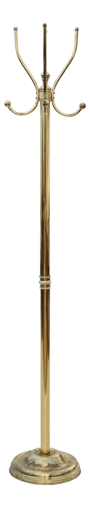 Vintage Hall Coat and Hat Stand in Polished Brass and Metal, 1950