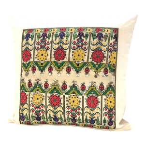 Vintage Orange & Yellow Embroidery Turkish Square Decorative Pillow