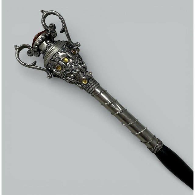 Metal Antique Lady Gentlemans Sword English Walking Stick Cane Sterling Silver Wooden For Sale - Image 7 of 11