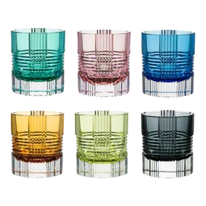 Viden Double Old Fashioned Glasses, Assorted Colors, Set of 6 (Smoke, Teal, Chartreuse, Blue, Rose, Amber)