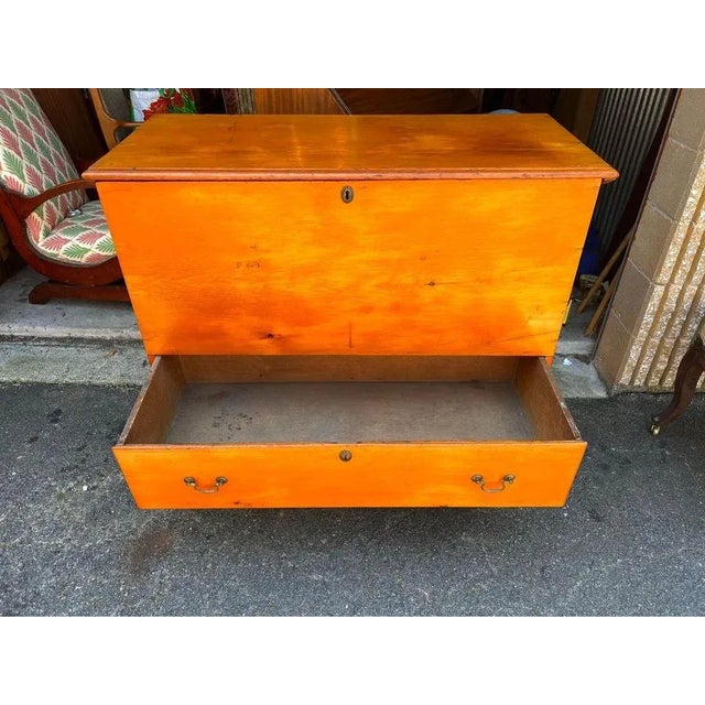 19th Century American Pine One-Drawer Blanket Chest For Sale - Image 4 of 12