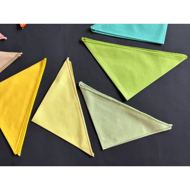 Vintage Rainbow Spectrum Color Cloth Cocktail Napkins Set of 11 For Sale - Image 4 of 9