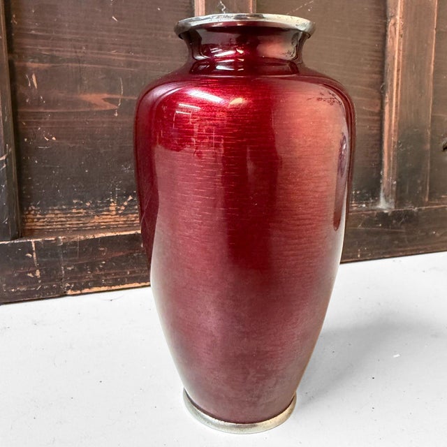 Shippo-Yaki Cloisonné Vase Cranes, Andō Shippōten, 1970s For Sale - Image 13 of 18