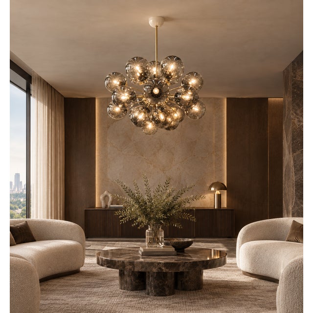 21st Century Ovale Natural Brass Smoky Bubbles Murano Sputnik Chandelier by Fabio LTD For Sale - Image 10 of 10
