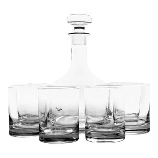 1960s Blown Crystal Decanter & Glassware - 7 Pcs For Sale