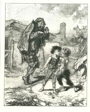 Paul Gavarni, The Passenger Talking to Children, Original Lithograph, 1881