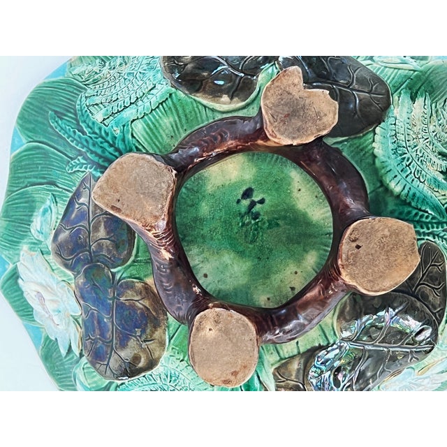 Antique 19th C John Holdcroft Lily Pond Flowers & Ferns Bowl C1860s For Sale - Image 12 of 12