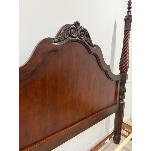 Thomasville King Size Mahogany Cherry Four Poster Bed For Sale - Image 9 of 12
