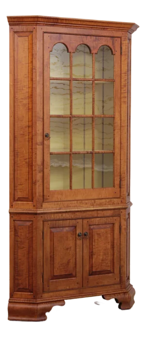 David Smith Tiger Maple 2 Piece Country Corner China Cabinet