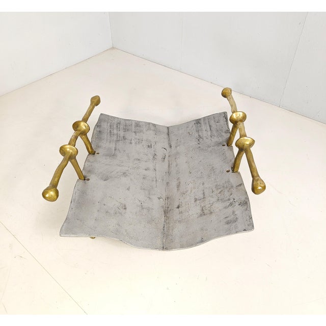 Modern Magazine Rack in Bronze and Aluminium by David Marshall, 1980s For Sale - Image 3 of 11