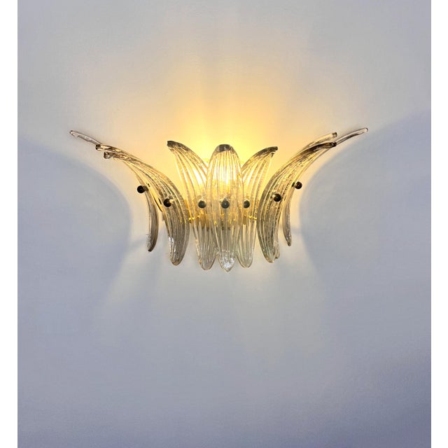 Vintage Smoked Glass Palmette Wall Lights, 1990s, Set of 2 For Sale - Image 12 of 17