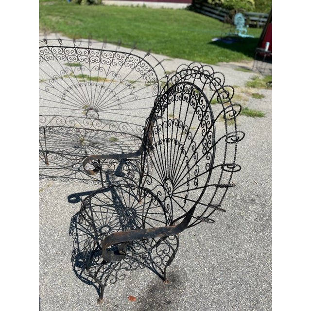 Vintage Twisted Iron Peacock Chairs and Settee Love Seat Salterini Seating for 4 Beautiful addition to any patio, deck, or...